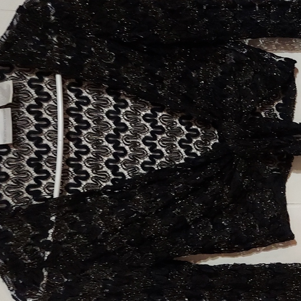 Worthington Shrug Black Shawl Gold Glittery Sz L